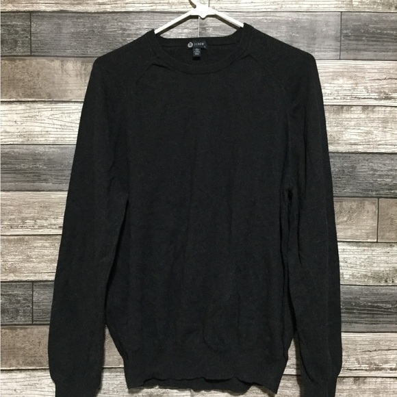 J Crew Cotton Cashmere Sweater Men’s L Dark Gray Pullover Crewneck - Picture 3 of 8